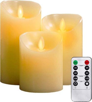 Litton Lane Gold Wax Traditional Flameless Candle (Set of 3)