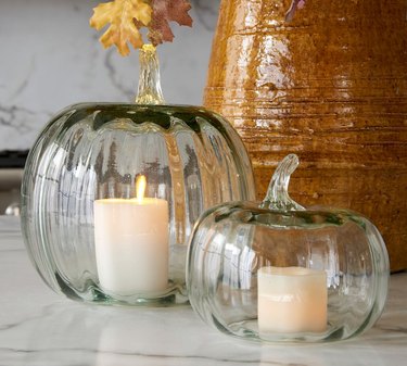 Pumpkin & Gourd Handcrafted Recycled Glass Cloches from Pottery Barn