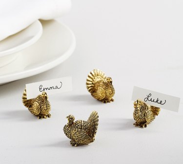 Gold Turkey Place Card Holders from Pottery Barn