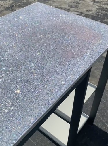 Desk with silver glittery top