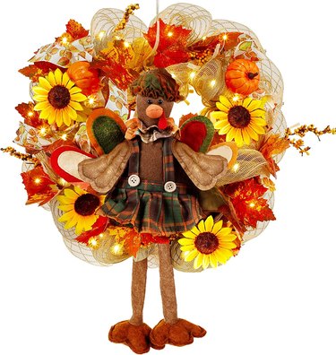 Thanksgiving Dangling Legs Turkey Wreath from Amazon