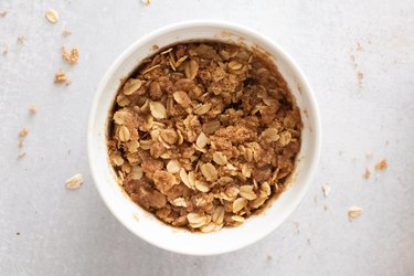 Apple cinnamon crisp in a ramekin