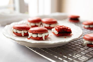 Macarons shaped like Dracula's fangs