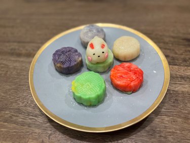 set of cute mooncakes