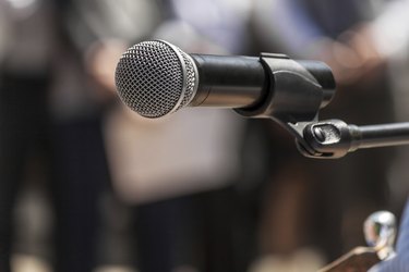 Microphone at a rally closeup