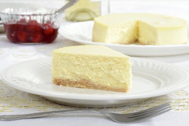 Slice of new york style cheesecake