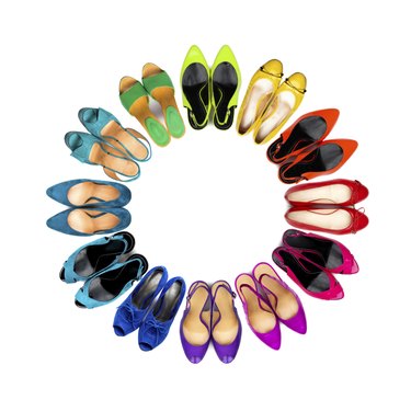 Multicolored female shoes frame