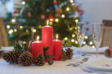 Candles and pinecones