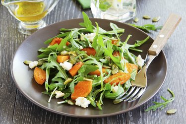 Pumpkin salad, arugula and feta.