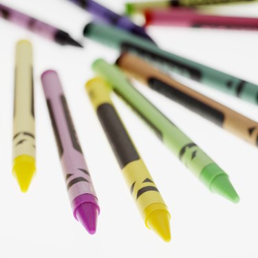 Coloured crayons with blurred background