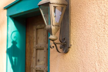 Santa Fe Style: Lantern at Old Blue Doorway