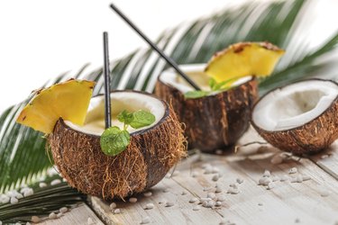 Pinacolada in the coconut with pineapple