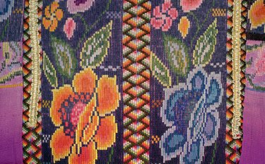 Handwoven textile detail Chichicastango Guatemala