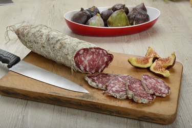 Italian salami sliced