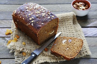 loaf of rye bread with nuts and raisins