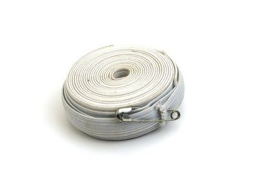 white sewing elastic band on a white background