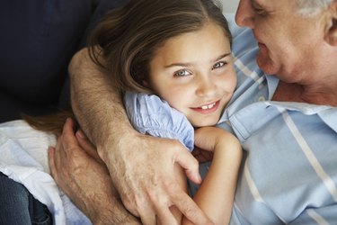 Grandfather and Girl Hugging