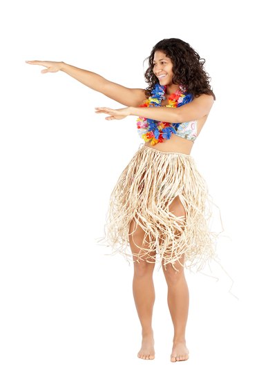 Woman with grass skirt