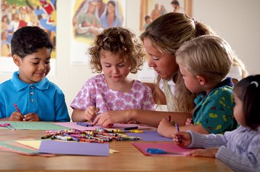 Children with teacher