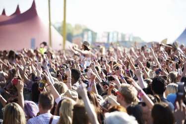 Crowds Enjoying Themselves At Outdoor Music Festival