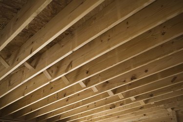 Wooden beams of ceiling in house