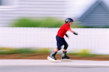 Boy inline skating