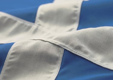Close-up of the flag of Scotland