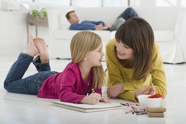 Mother and daughter coloring