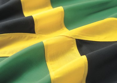 close-up of the Jamaican flag
