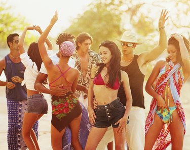 People Dancing at a Beach Party