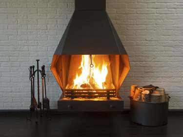 Fireplace on a white wall