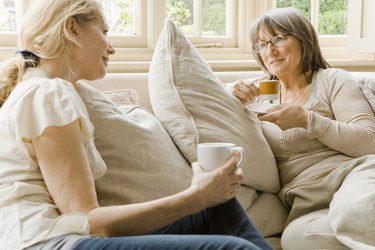 Women relaxing with coffee