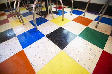 Floor tiles in classroom
