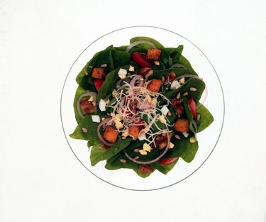 Spinach salad on glass