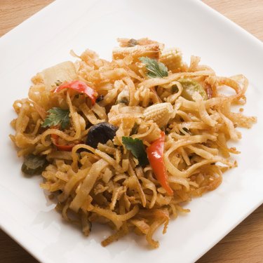 Close-up of noodles in a serving tray