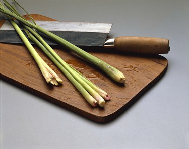 Lemon grass on chopping board