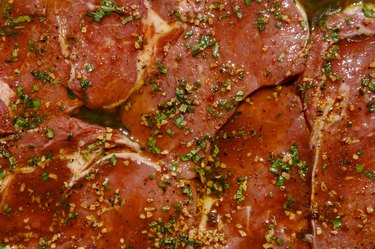 Marinating rib-eye steaks