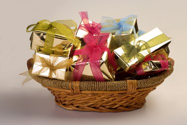 gift boxes in basket