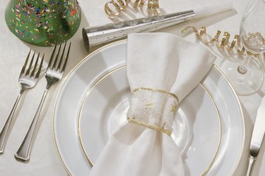 Formal place setting at New Year's eve party