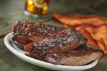 Plate of barbecued ribs