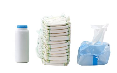 diapers, wipes, powder