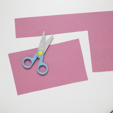 Scissors and two pieces of purple card