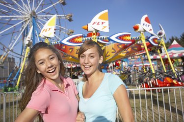 Smiling girls at fair