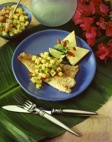 Snapper fillet with pineapple salsa