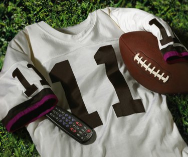 Football, jersey, and remote control