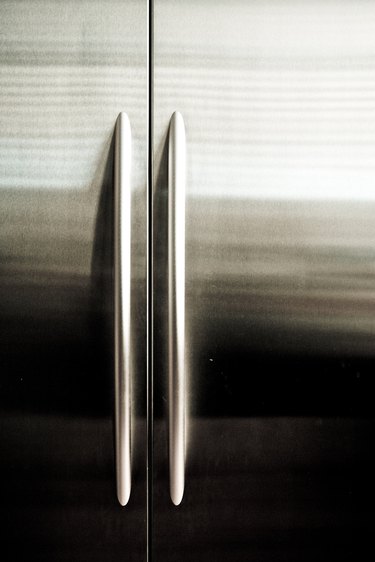 Doors on stainless steel refrigerator