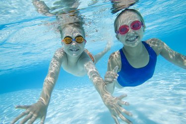 Children swimming underwater