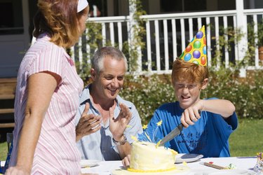 Family at birthday party