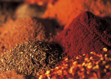 close-up of assorted dry herbs and spices