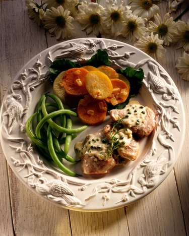 Pork tenderloin with green beans and potatoes